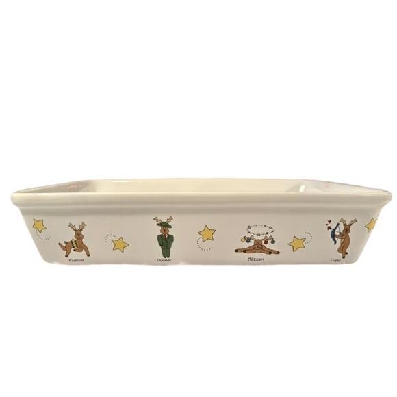 Christmas Reindeer Whimsical Holiday Rectangle Baker W/ Stand LTD Commodities - Picture 1 of 10